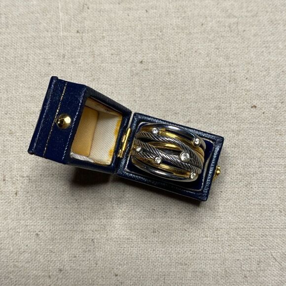 💛 Vintage Gold Plated Avon CZ Bypass Ring - Picture 1 of 6